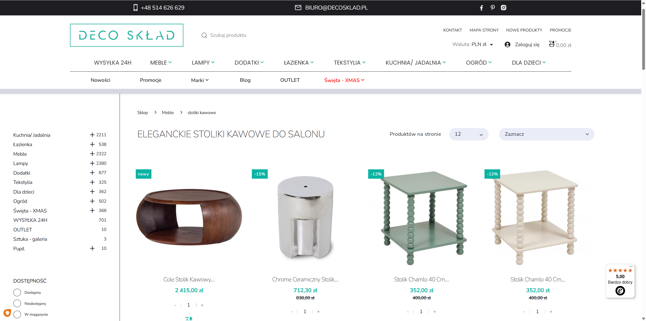 Eleganckie stoliki kawowe do salonu z marmuru, szkła i drewna - który materiał wybrać?
